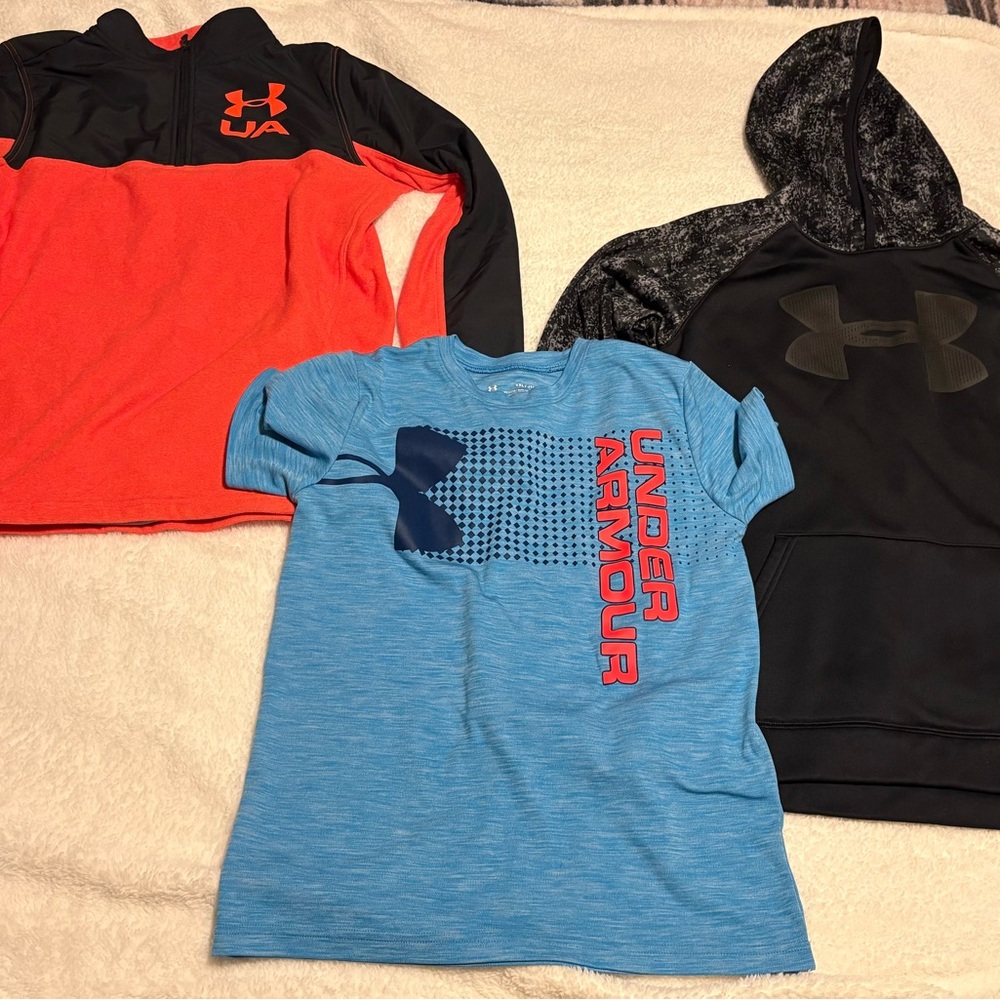 Under Armour Kids Orange, Blue, and Black Hoodie Set
